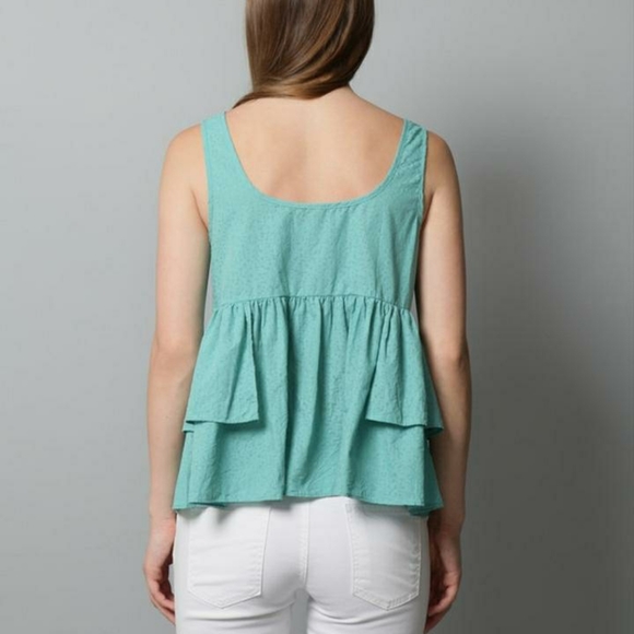 Free People Romance peplum tank teal size M - Picture 3 of 8